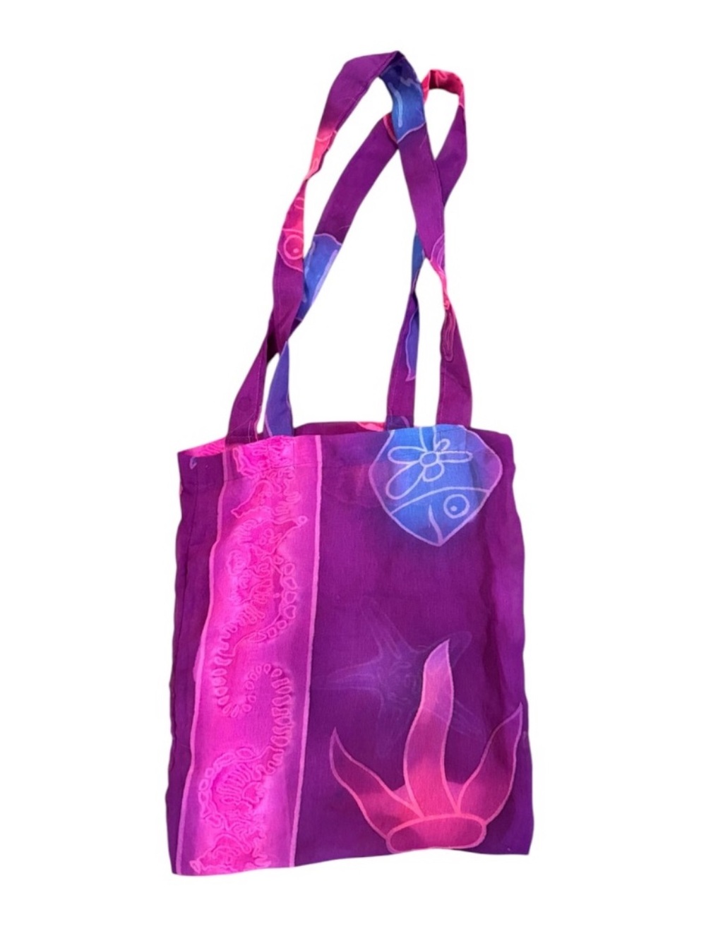 Purple & Pink Floral Canvas Tote Bag